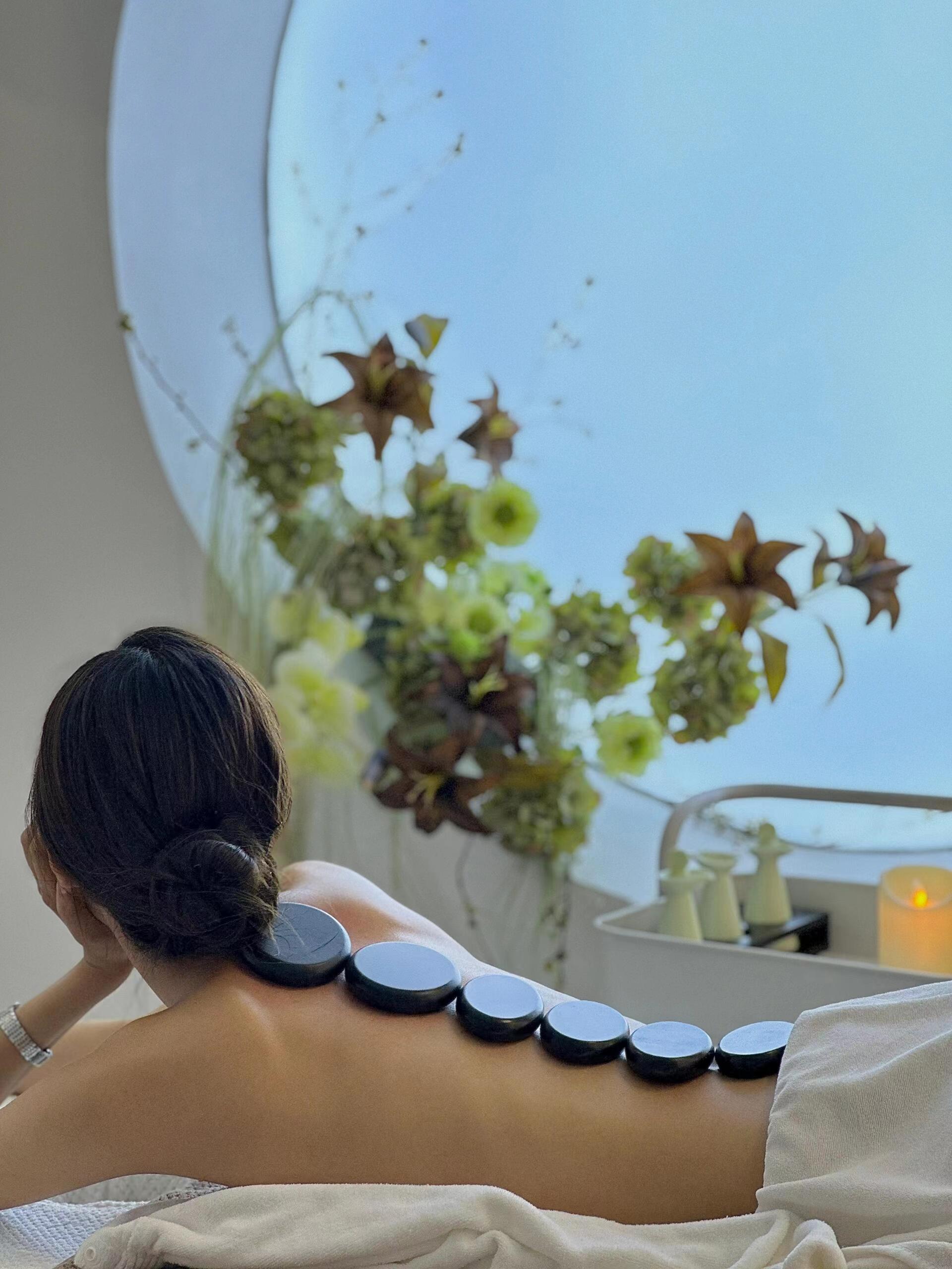 Relaxing hot stone massage
